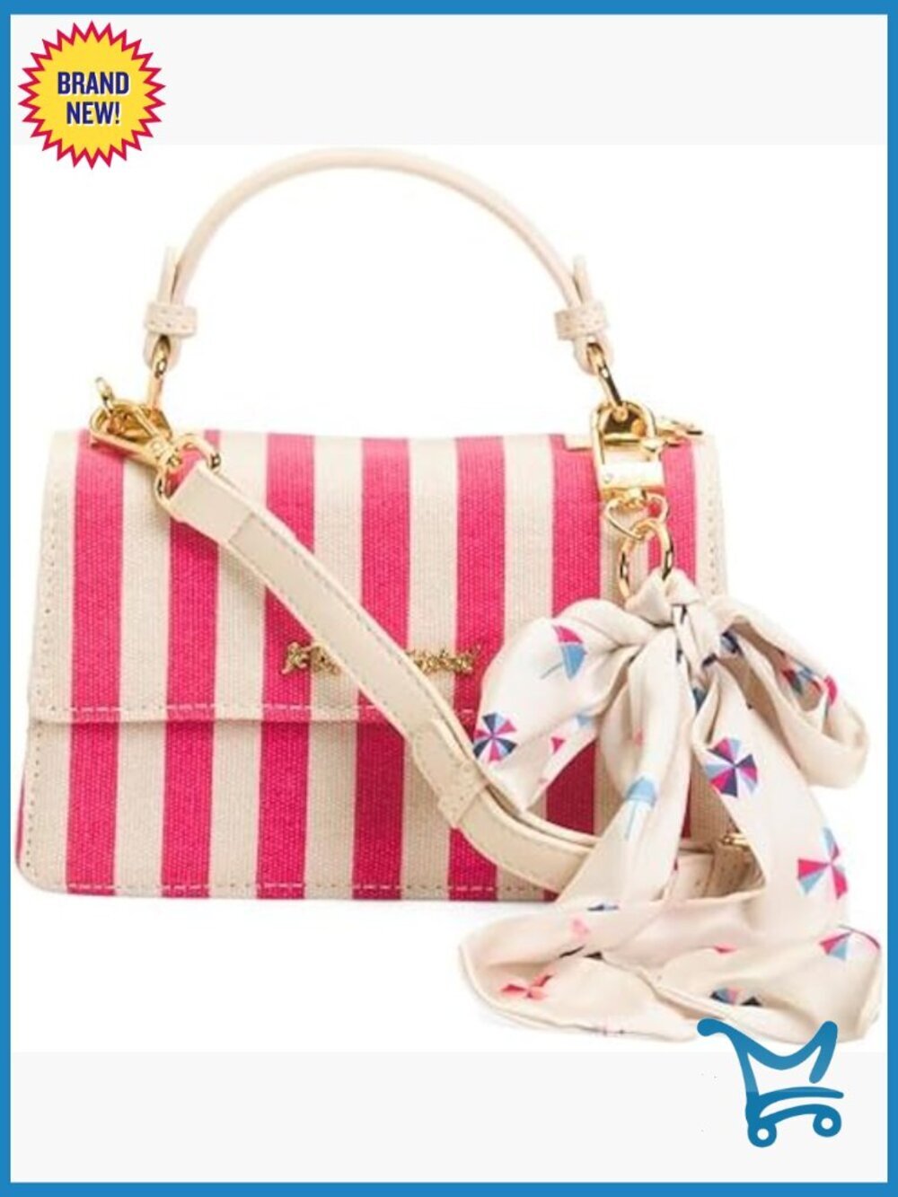 Mini Crossbody Bag with Detachable Scarf, Adjustable Strap, Dual Compartments
